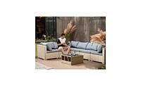 Streamdale Furniture 7-Piece Patio Furniture Set, All-Weather Boho Outdoor Conversation Set Sectional Sofa with Water Resistant Grey Thick Cushions