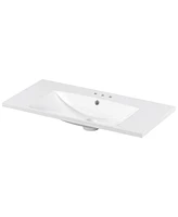 Streamdale Furniture 36" Single Bathroom Basin Sink, Vanity Top Only, 3-Faucet Holes, Resin