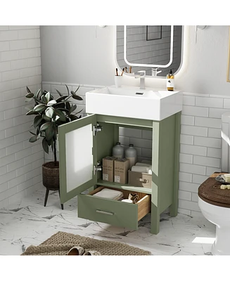 Simplie Fun 20-Inch bathroom vanity with ceramic sink and ample storage - ideal for small bathrooms