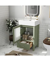 Simplie Fun 20-Inch bathroom vanity with ceramic sink and ample storage - ideal for small bathrooms