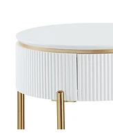 Simplie Fun Daveigh End Table, White High Gloss & Gold Finish