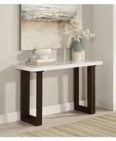 Simplie Fun Edwyn Sofa Table w/Marble Top, Natural Marble Top & Espresso Finish