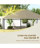 10' x 13' Gazebo Canopy Replacement, Outdoor Gazebo Cover Top Roof Replacement with Vents and Drain Holes, (Top Cover Only), Khaki