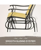 3-Piece Outdoor Gliders Set Bistro Set with Steel Frame, Tempered Glass Top Table for Patio, Garden, Backyard, Lawn