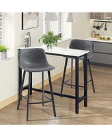 Simplie Fun 27.25" Counter Height Bar Stools, Industrial Kitchen Stools, Upholstered Armless Bar Chairs with Back, Steel Legs, Set of 2, Gray