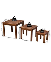 Streamdale Furniture 3 Piece Outdoor Side Nesting Table Patio Set with Acacia Wood Build & Multi-Functional Design