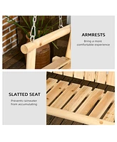 2-Seater Porch Swing, Hanging Outdoor Swing Bench with Metal Chains for Deck, Patio, Garden, Backyard