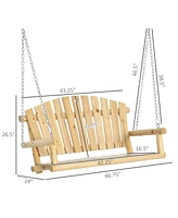 Simplie Fun 2-Seater Porch Swing, Hanging Outdoor Swing Bench with Metal Chains for Deck, Patio, Garden, Backyard