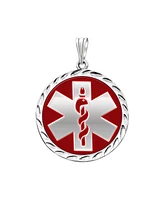 Drs, Inc. Ladies 925 Sterling Silver Round Medical Pendant, 1 inch