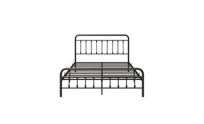 Slickblue Queen Size Metal Bed Frame Platform with Vintage Headboard & Footboard