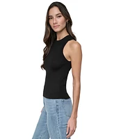 Dkny Jeans Women's Ribbed Sleeveless Crew Neck Sweater