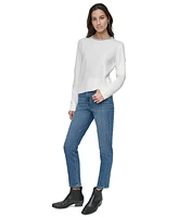Dkny Jeans Women's Rhinestone Collar Crewneck Sweater - IVY