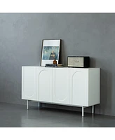 4 Door Cabinet, Modern Accent Cabinet, Sideboard Buffet Cabinet, Entryway Cabinet with Storage for Living Room, Dinning Room, Cream White