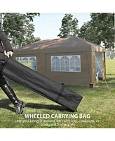 10' x 19.5' Pop Up Canopy Tent with Sidewalls, Upf 30+ Height Adjustable Large Party Tent Event Shelter with Leg Weight Bags and Wheeled Carry Bag for