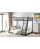 Slickblue Twin Over Full Metal Floor Bunk Bed Sturdy Design for Kids and Teens