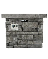 30" Outdoor Square Mgo Propane Fire Pit - 40,000 Btu, Grey