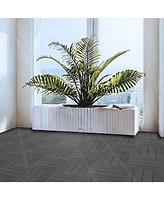 Plastic Composite Deck Tiles Set of 35pcs, Composite Decking Resist Rust, Water, Weather, Indoor&Outdoor, Easy to Diy & Maintain, Ideal for Patios, Ba