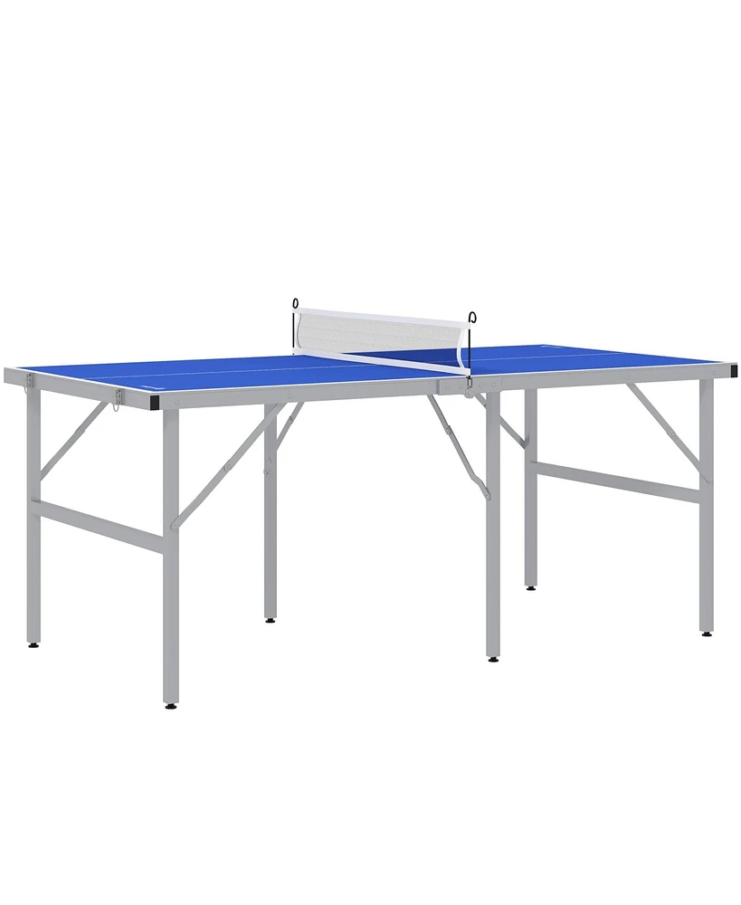 Simplie Fun Mini Ping Pong Table Set for Outdoor and Indoor, Foldable Table Tennis Table with Net, 2 Paddles, 3 Balls, Adjustable Feet, Easy Assembly