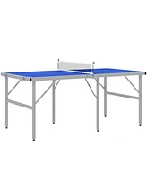 Simplie Fun Mini Ping Pong Table Set for Outdoor and Indoor, Foldable Table Tennis Table with Net, 2 Paddles, 3 Balls, Adjustable Feet, Easy Assembly