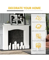 Modern Fireplace Mantel, Surround Mantels for Fireplace with Decorative Pattern Interior Width 29" White
