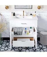 30-Inch Bathroom Vanity with Ceramic Sink and Ample Storage - The Perfect Choice for Small Bathrooms