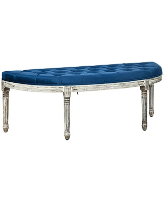 Streamdale Furniture Vintage Semi-Circle End of Bed Bench, Upholstered Bedroom Entryway Bench with Tufted Velvet