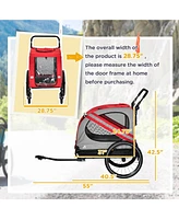 Simplie Fun 2-in-1 Pet Bike Trailer for Small Dogs, Road-Visibility Bicycle Stroller, Weather-Strong Bike Wagon Trailer Sidecar Attachment, Red