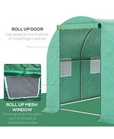 Streamdale Furniture 15' x 7' x 6.5' Walk-in Tunnel Hoop Greenhouse, Green House with Polyethylene Pe Cover, Steel Frame, Roll