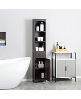 Simplie Fun Bathroom Storage Cabinet, Free Standing Bathroom Storage Unit, Tall Linen Tower with 3-Tier Shelves and Drawer, Brown