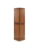 Slickblue Corner Curio Display Cabinet with Glass Shelves Mirrored Back Walnut Finish