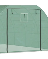 13' x 10' x 6.5' Walk-in Tunnel Greenhouse with 2 Zippered Mesh Doors & 10 Mesh Windows, Upgraded Gardening Plant Hot House with Galvanized Steel Hoop