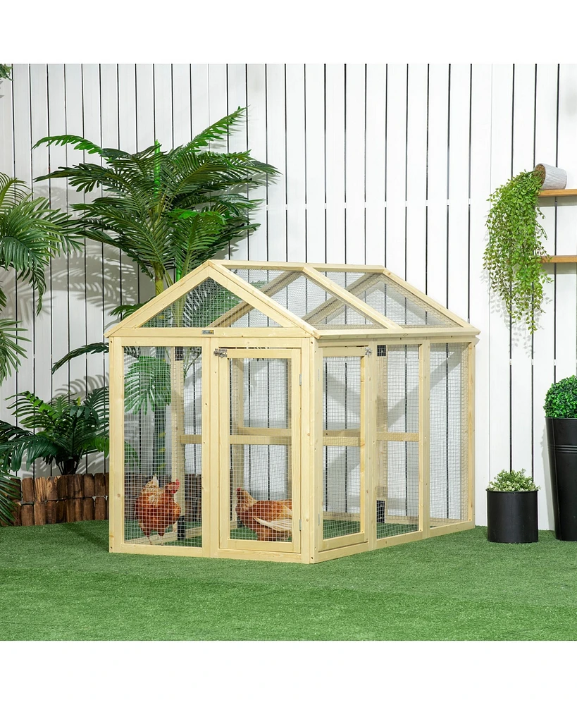 Streamdale Furniture Chicken Run, Wooden Large Chicken Coop, Combinable Design with Perches & Doors for Outdoor, Backyard, Farm, 4.6' x 2.8