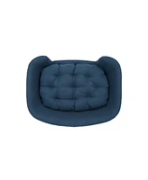 Simplie Fun Mid-Century Modern Dog Bed: Birch Wood, Tufted Cushion, Assembly Required