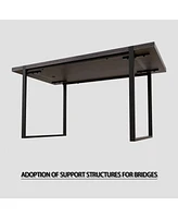 Simplie Fun 59" rural industrial rectangular Mdf black dining table, 4