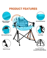 Streamdale Furniture Hammock Camping Chair Folding 350 lbs Foldable Portable Rocking Chairs for Adults Outside Swinging Camp with Stand Lawn Garden Ha