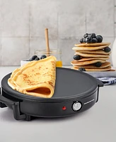 Ovente 12 Inch, Electric Crepe Maker and Pancake Griddle Cooktop with Nonstick Hot Plate CRM1122B