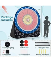 Costway Large Dart Board for Kids with 4 Kick Balls, Carrying Bag Giant Outdoor