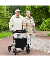 Costway Foldable Height Adjustable Rollator Walker with Seat, Storage Bag for Seniors