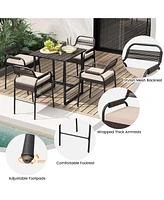 Costway 5-Piece Counter Bar Set Patio Rattan Counter Set