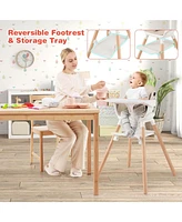 Costway 6-in-1 Convertible Wooden Baby Highchair Infant Feeding Chair with Removable Tray