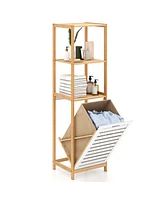 Costway Tilt-Out Laundry Hamper with 3-Tier Shelf Removable Liner Lightweight Design