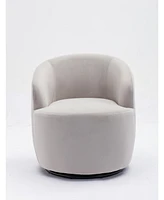 Slickblue Velvet Swivel Barrel Armchair with Black Powder-Coated Metal Ring for Modern Living Room Style