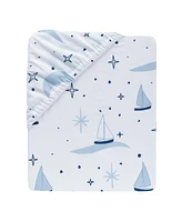 Lambs & Ivy Little Skipper Cotton Nautical Sailboat Fitted Crib/Toddler Sheet