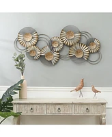 LuxenHome 47" W Distressed Metal Modern Flower Wall Decor