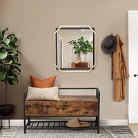 LuxenHome Gold and Black Metal Floating Frame Wall Accent Mirror
