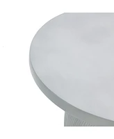 LuxenHome Light Gray MgO Indoor and Outdoor Round Coffee Table