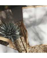 LuxenHome Outdoor Acacia Wood Armchairs with Cushions, Set of 2