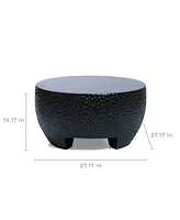 LuxenHome Mod Black Cement Round Outdoor Coffee Table