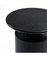 LuxenHome Black Finish Fir and Mdf Wood Accent Round Table