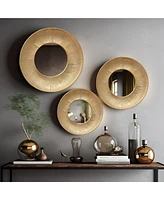 LuxenHome 3-Piece Gold Metal Round Wall Mirror Set